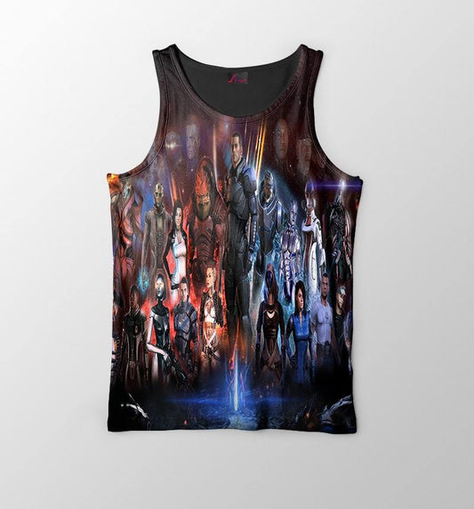 Mass Effect All Characters Embossed Casual Gaming Tank Top