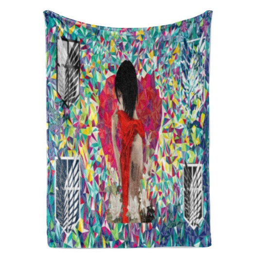 Mikasa Ackerman Crystal Heart Premium Brushed Attack on Titan Blanket