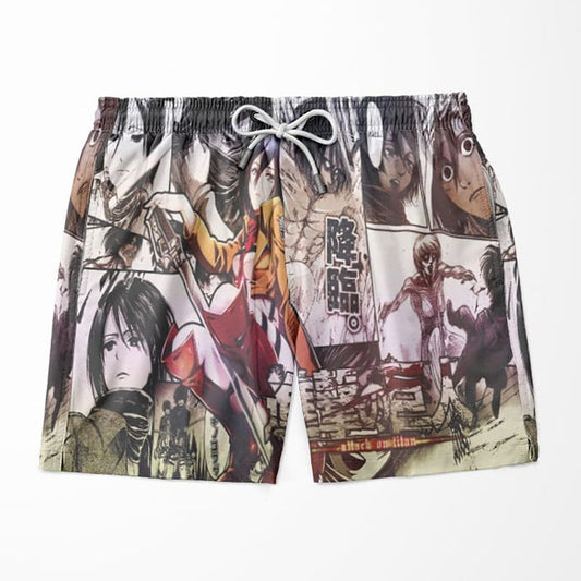 Mikasa Ackerman Manga Story Embossed Attack on Titan Swim Trunk