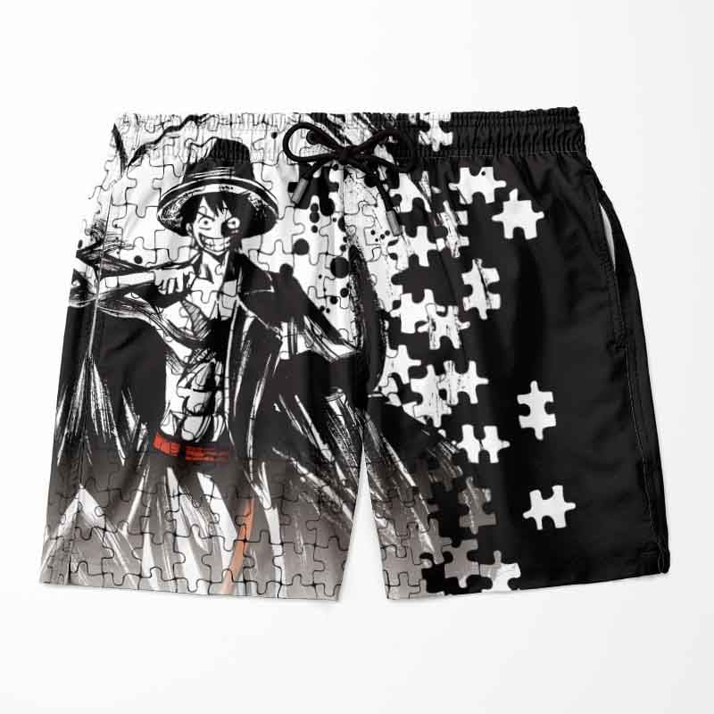 Monkey D. Lufy Jigsaw Pieces Embossed One Piece Shorts