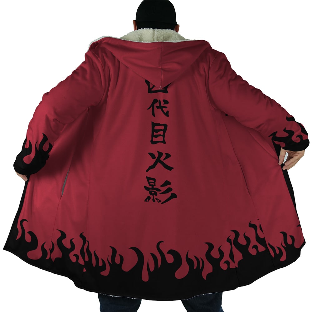 Minato Namikaze Naruto Fleece Hooded Cloak Coat