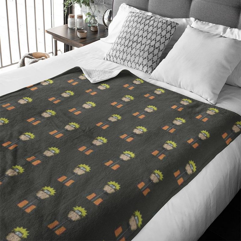 Naruto Uzumaki Chibi All Over Brushed Throw Blanket-Blanket-Blanket,Naruto,Naruto Blanket,Naruto Shippuden,Throw Blanket