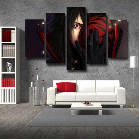 Naruto Cool Madara Mask 3D Printed Naruto Canvas-Naruto-Black,Canvas,Naruto,Red,Uchiha Madara