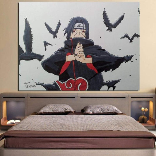 Naruto Itachi Fan-art 3D Printed Naruto Canvas-Naruto-Black,Canvas,Itachi Uchiha,Naruto,Red