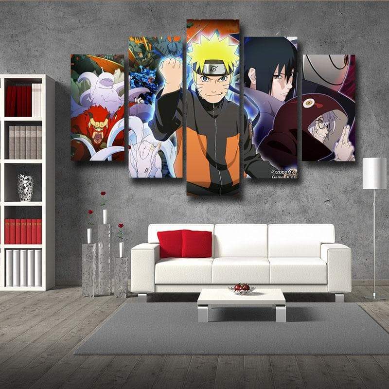 Naruto Sasuke Kabuto and Tailed Beasts Naruto Canvas-Naruto-Canvas,Kabuto,MultiColor,Naruto,Naruto and Sasuke,Obito Uchiha,Uchiha Madara