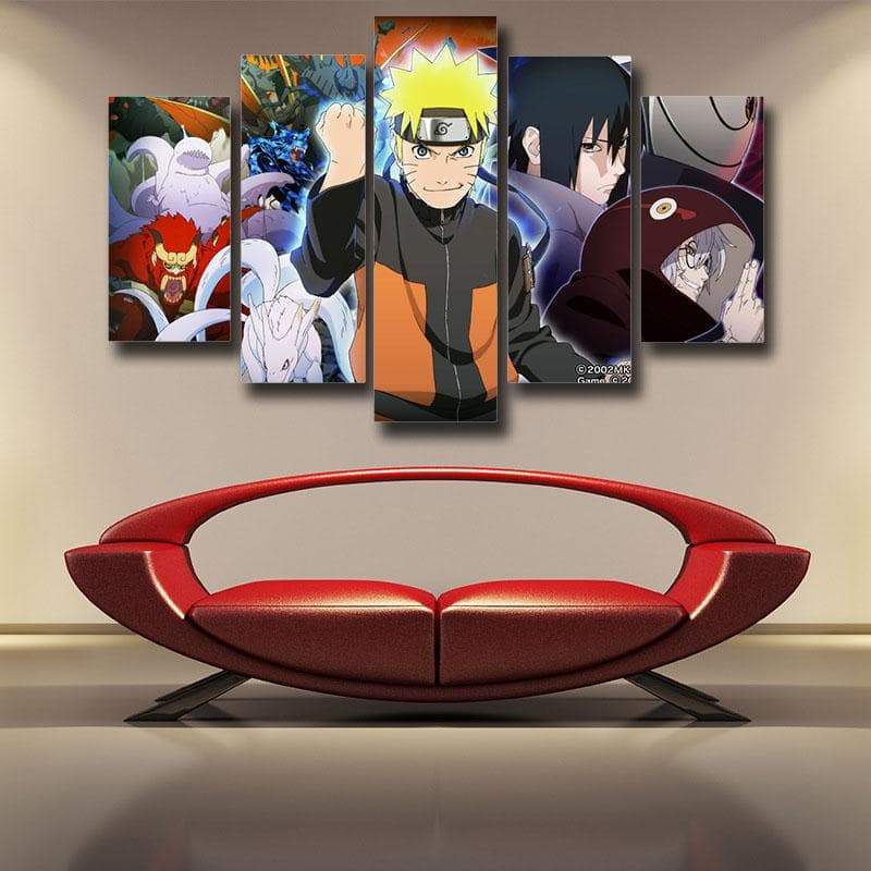 Naruto Sasuke Kabuto and Tailed Beasts Naruto Canvas-Naruto-Canvas,Kabuto,MultiColor,Naruto,Naruto and Sasuke,Obito Uchiha,Uchiha Madara
