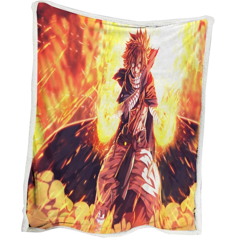 Fairy Tail Natsu Dragneel Dragon Fire Embossed Anime Blanket