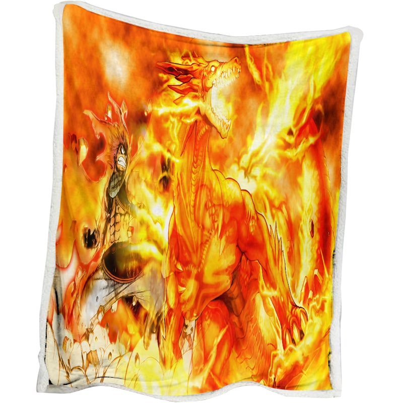 Fairy Tail Natsu Dragon Fire Embossed Anime Blanket