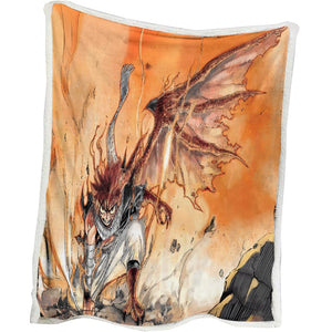 Fairy Tail Natsu Semi Dragon Transformation Fusion Anime Blanket