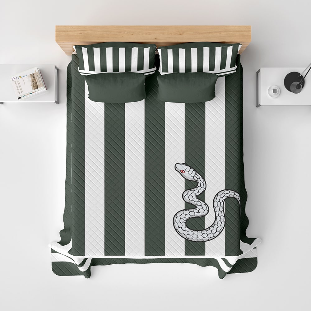Obnai Iguro Snake Hashira Pattern Bedspread Quilt Set