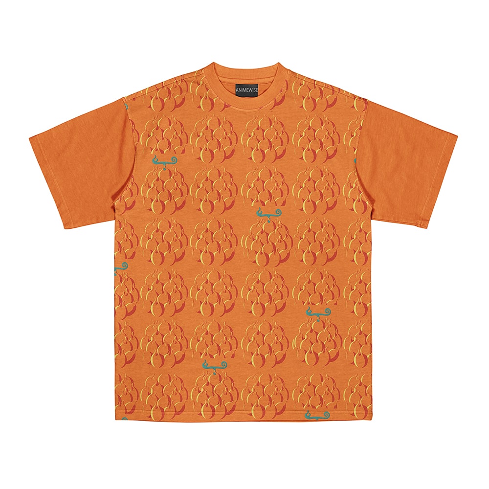 One Piece Mera Mera no Mi Devil Fruit Pattern T-Shirt