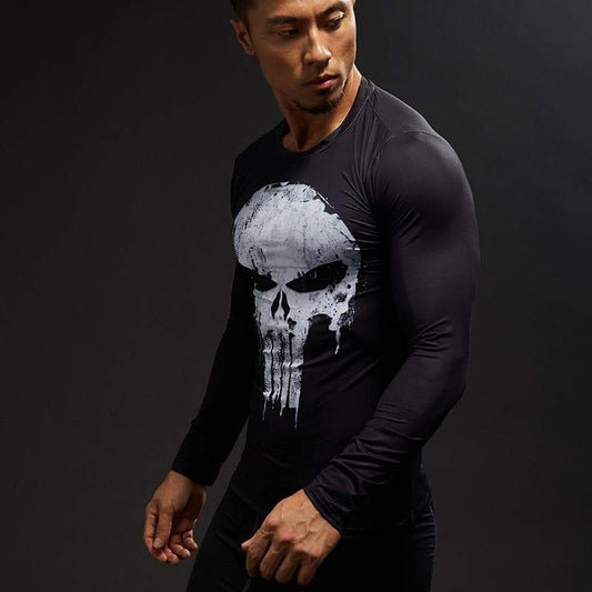 Punisher Black 3D Printed Long Sleeve Shirt
