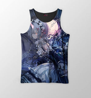 Re Zero Rem Demon Horn Chains Fusion Tank Top