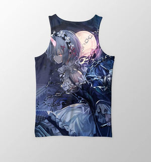 Re Zero Rem Demon Horn Chains Fusion Tank Top