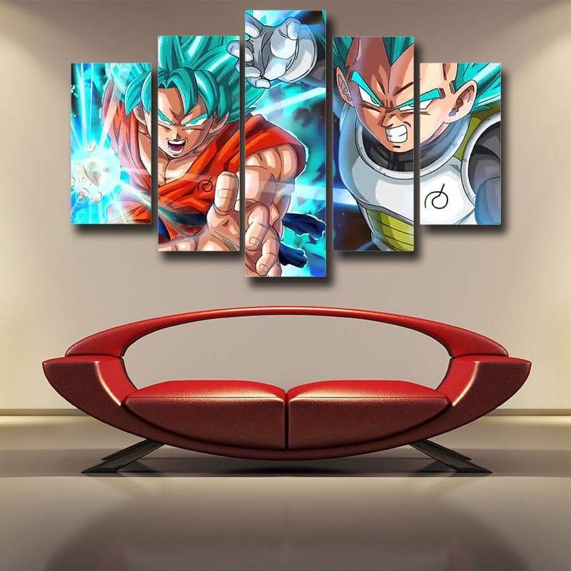 SSJG Blue Goku And Vegeta 3D Printed Goku Canvas