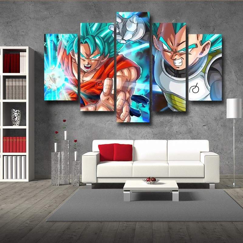 SSJG Blue Goku And Vegeta 3D Printed Goku Canvas
