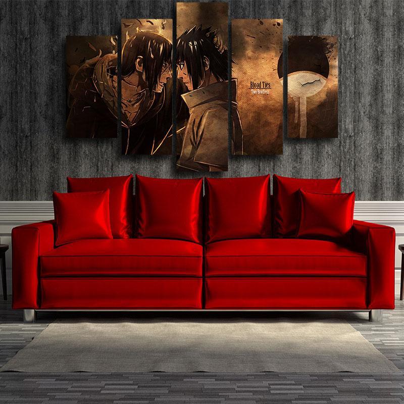 Sad Itachi And Sasuke Naruto 3D Printed Naruto Canvas-Naruto-Black,Brown,Canvas,Itachi Uchiha,Naruto