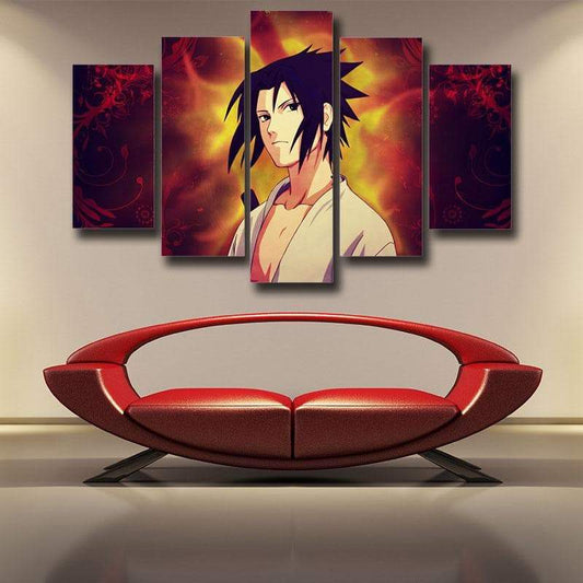 Sasuke Uchiha Wall 3D Printed Uchiha Canvas-Naruto-Canvas,Naruto,Orange,Red
