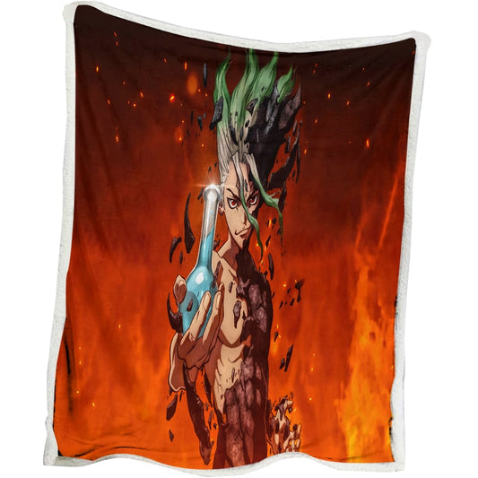 Senku Ishigami Classic Red Brushed Dr. Stone Blanket