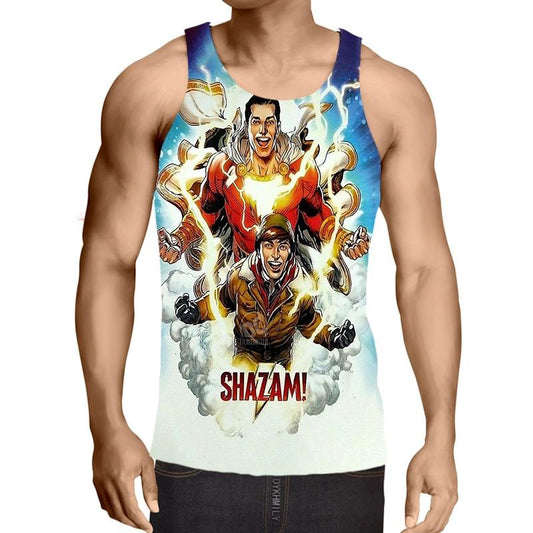 Shazam Blue Lightning Pair Sleek Style  Tank Top