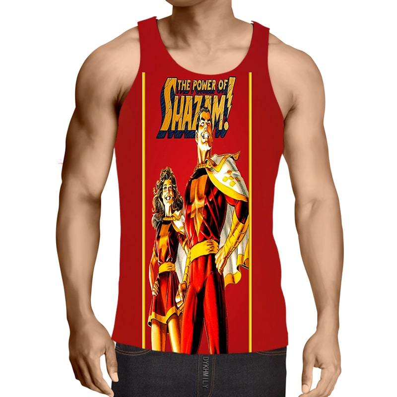 Shazam The Power Couple Red Gold Tank Top