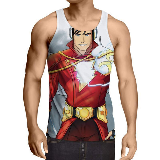 Shazam White and Red 3D Printed Shazam Tank Top - Anime Wise