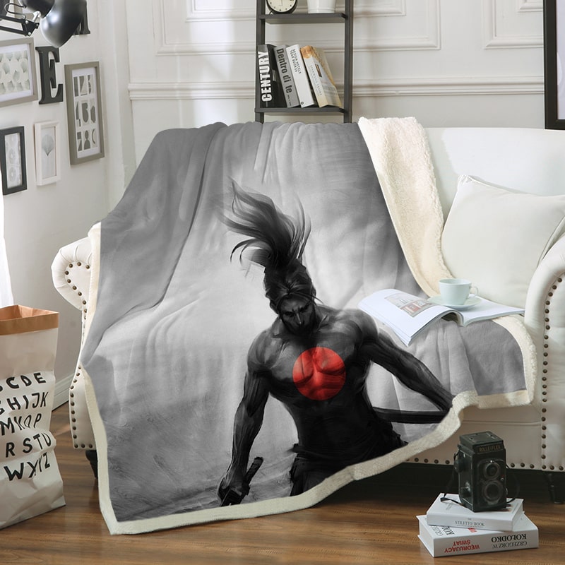 League of Legends Sin Lee Gray Sketch Brushed Gaming Blanket