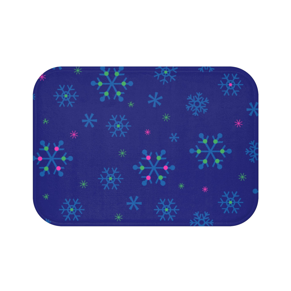 Snowflakes Blues Modern Pattern Stitched Bath Mats