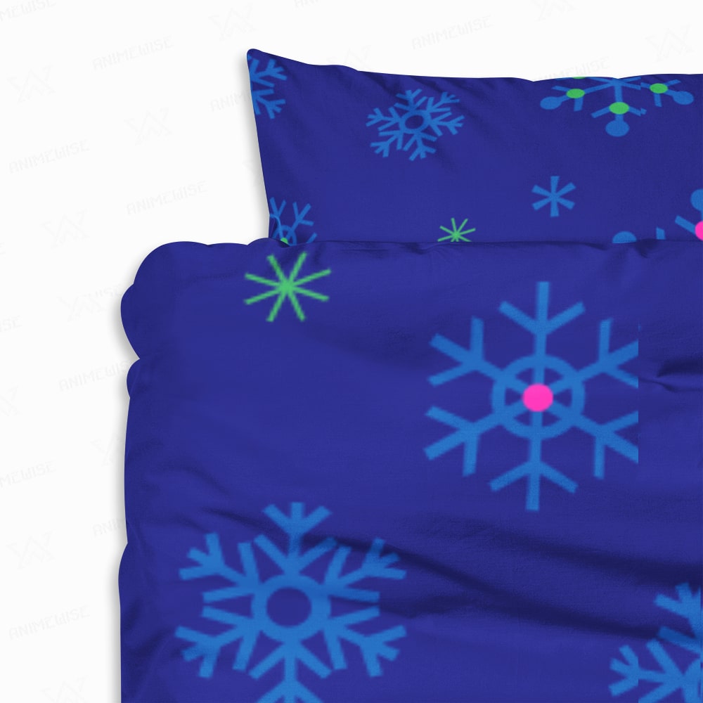 Snowflakes Blues Modern Pattern Stitched Comforter Set Bedding