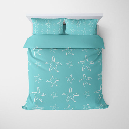 Star Fish Brshed Exquisite Microfiber Printed Comforter Set Bedding