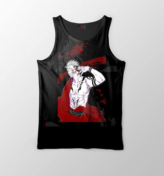 Sukuna Blood Brushed Cool Scary Style Jujutsu Kaisen Tank Top