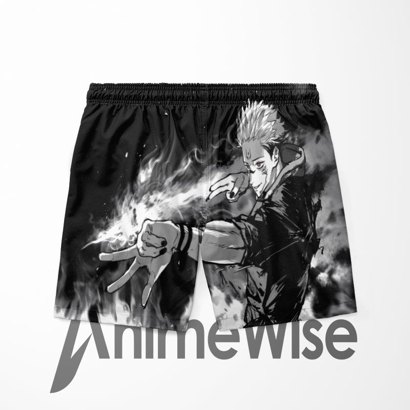 Sukuna Jujutsu Kaisen Manga Look Swim Trunks-Board Shorts-Board Shorts,Jujutsu Kaisen,meta-size-chart-swim-trunks-size-chart,Shorts,Sukuna,Swim Trunks