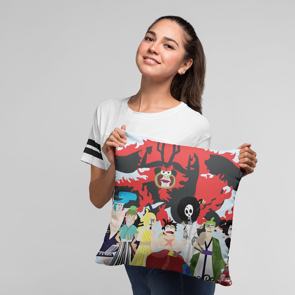 Sumarai Arc One Piece) Abstract Anime Art-min Throw Pillow