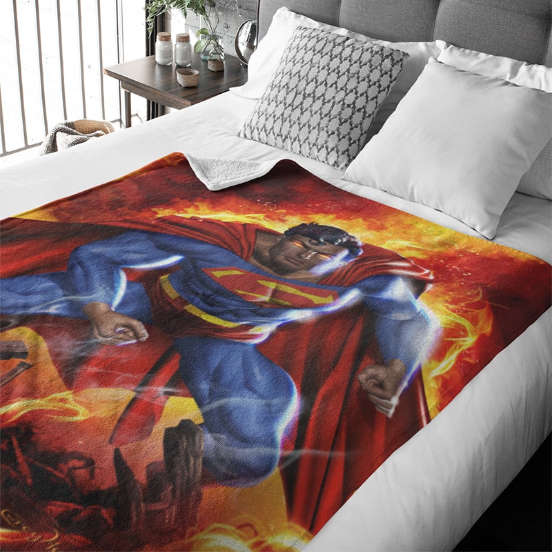 Superman On fire Soft Brushed Blanket