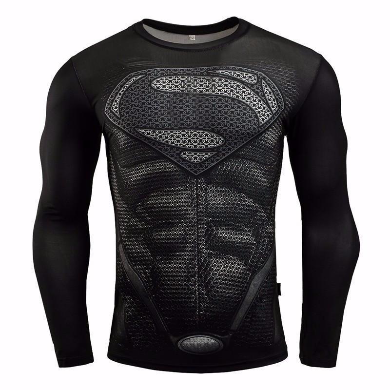 Superman Black 3D Printed Superman Long Sleeve Shirt