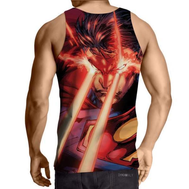 Superman Lazer Action 3D Printed Superman Tank Top - Anime Wise
