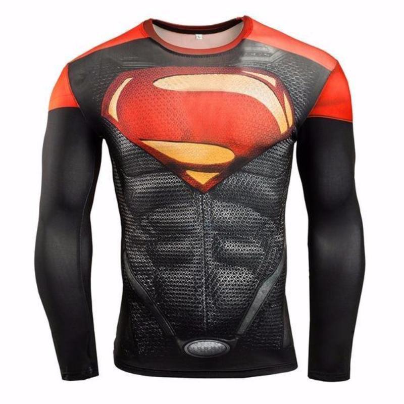 Superman Raging Red & Black 3D Printed Superman Long Sleeve Shirt