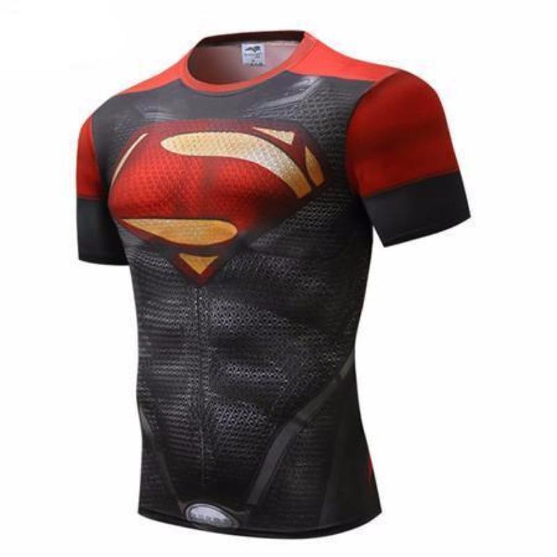Superman Tee Abdominal Black &amp; Red 3D Printed Superman T Shirt
