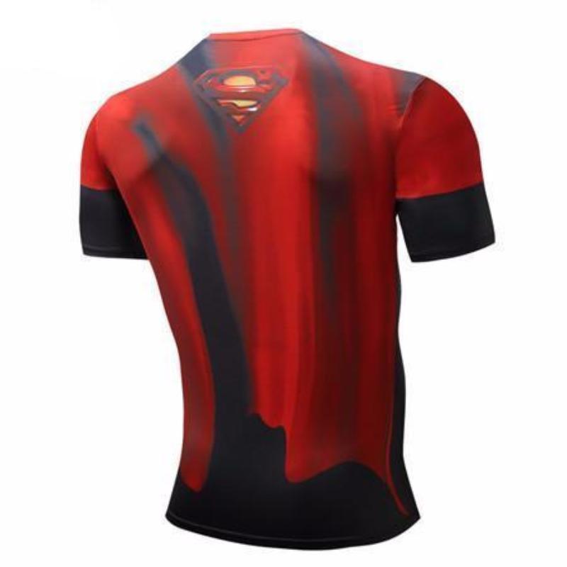 Superman Tee Abdominal Black &amp; Red 3D Printed Superman T Shirt - Anime Wise