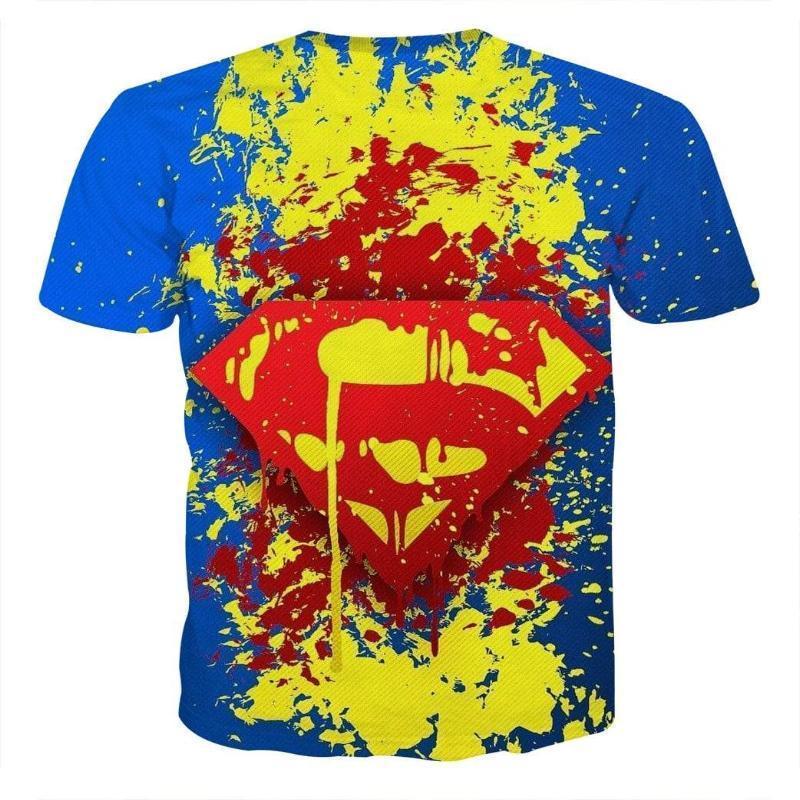 Superman Tee Splatter Ink 3D Printed Superman T Shirt - Anime Wise