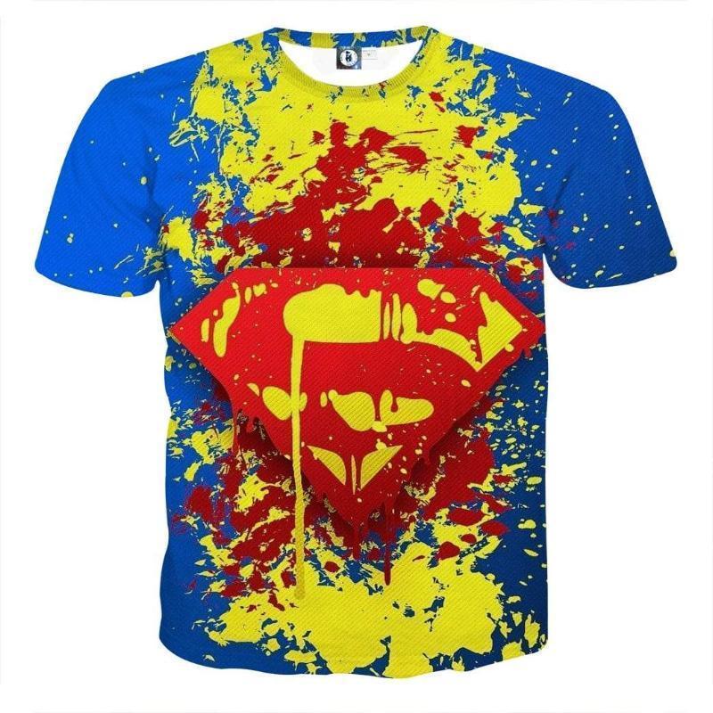 Superman Tee Splatter Ink 3D Printed Superman T Shirt