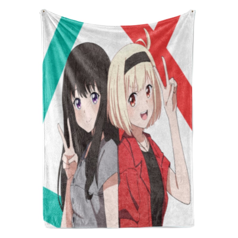 Takina Inoue Chisato Nishikigi Kawaii Lycoris Recoil Throw Blanket
