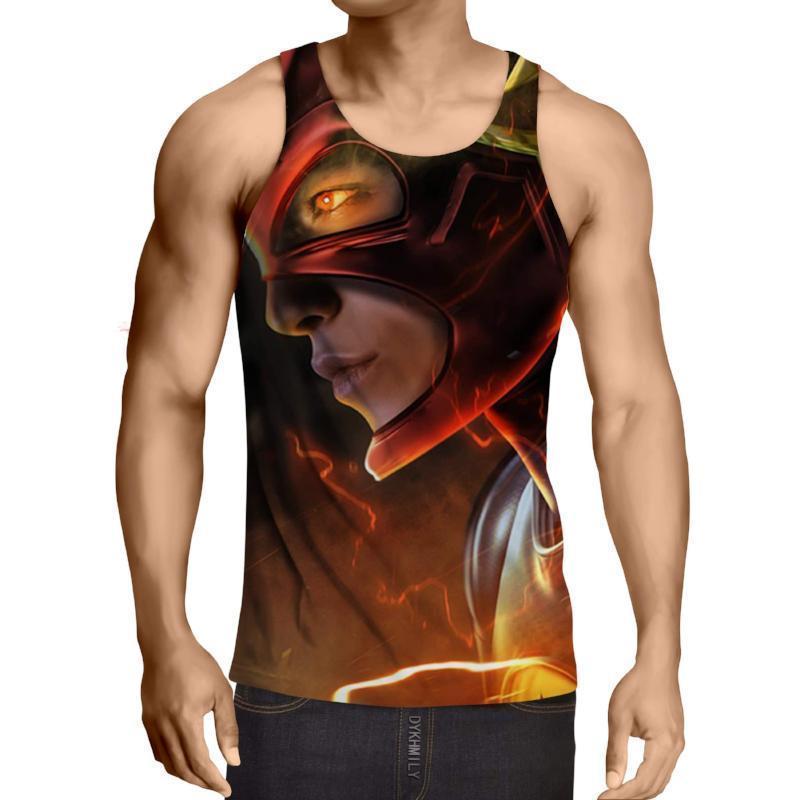 Red Black 3D Printed The Flash Tank Top