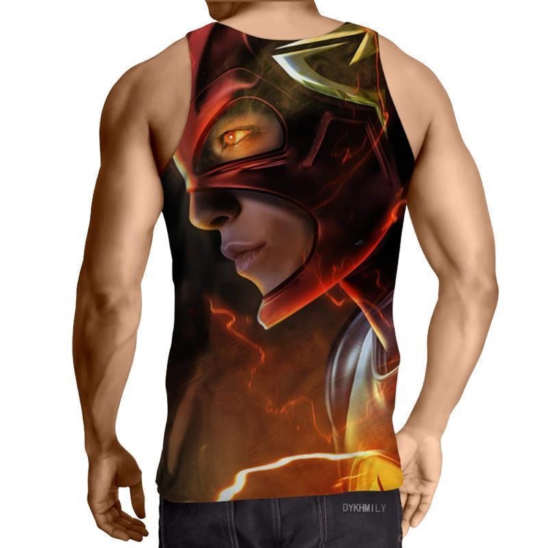 Red Black 3D Printed The Flash Tank Top - Anime Wise