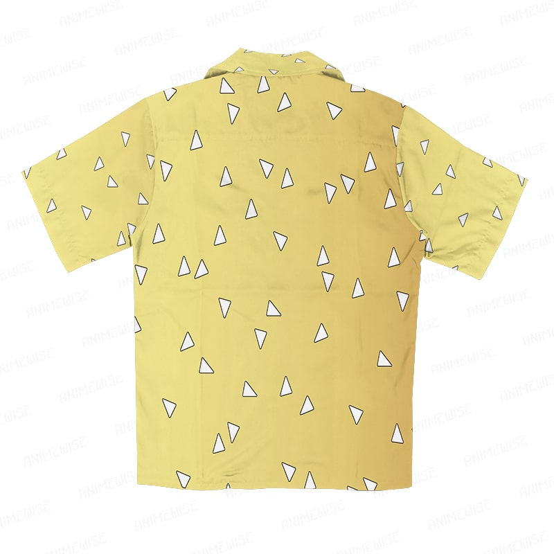 Buy Zenitsu Agatsuma Thunder Breath Minimalist Pattern Button Up Hawaiian Shirt