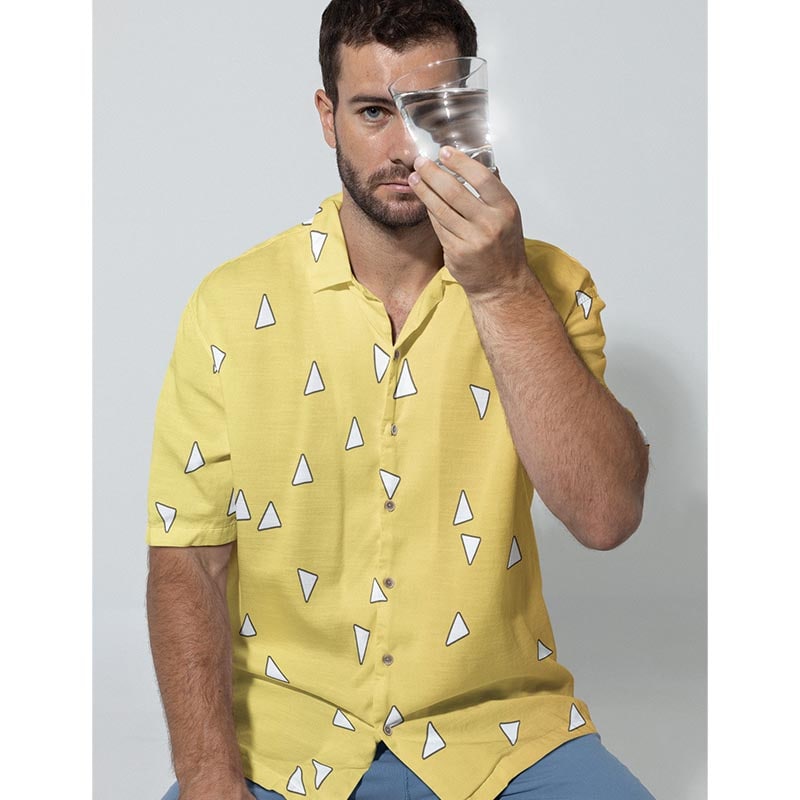 Buy Zenitsu Agatsuma Thunder Breath Minimalist Pattern Button Up Hawaiian Shirt