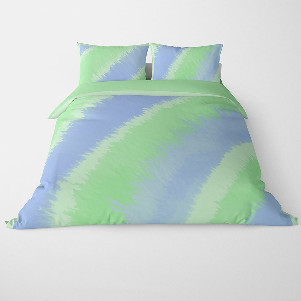 Duvet Cover Set -  Tie-Dye Green Blue Waves Fusion