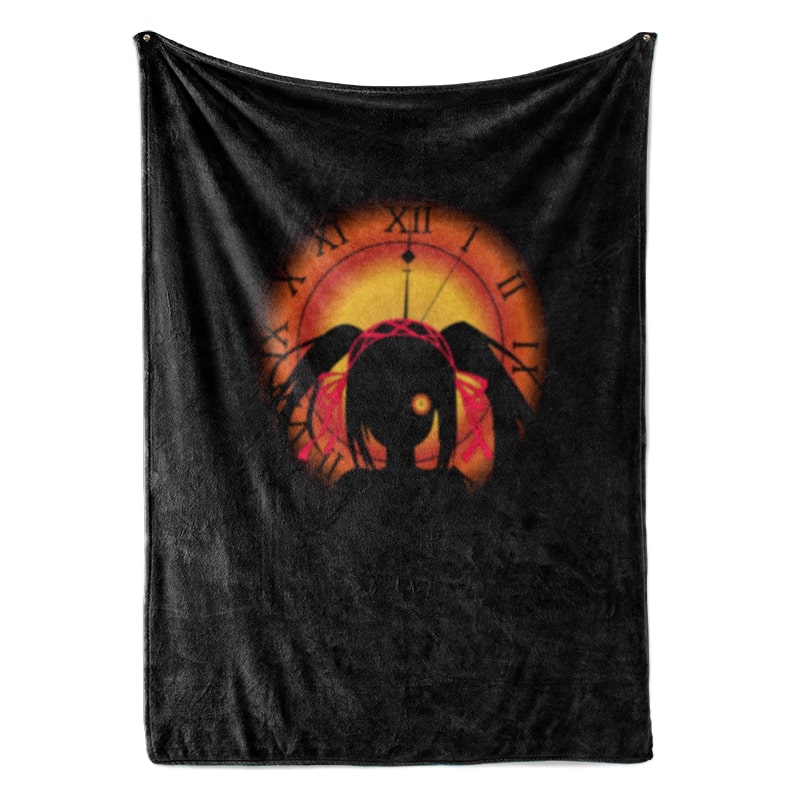 Tokisaki Kurumi Dark Sketch Embossed Date A Live Throw Blanket