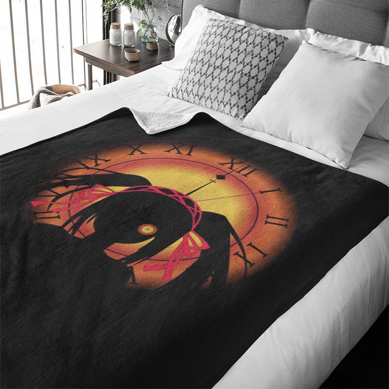 Tokisaki Kurumi Dark Sketch Embossed Date A Live Throw Blanket