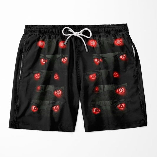 Uchiha Eyes Overlap Naruto Swim Trunk - Uchiha Clan Shorts